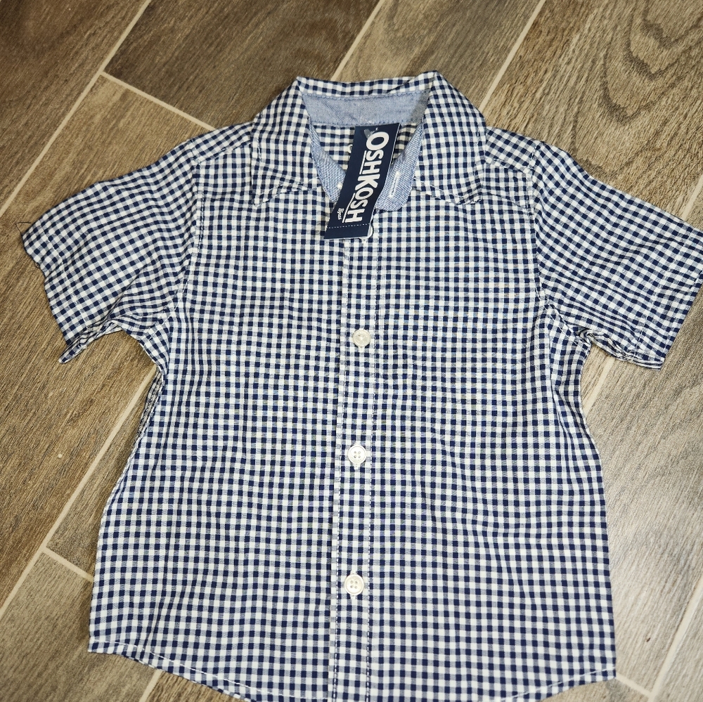 OshKosh B'gosh Blue and White Gingham Button Down Shirt